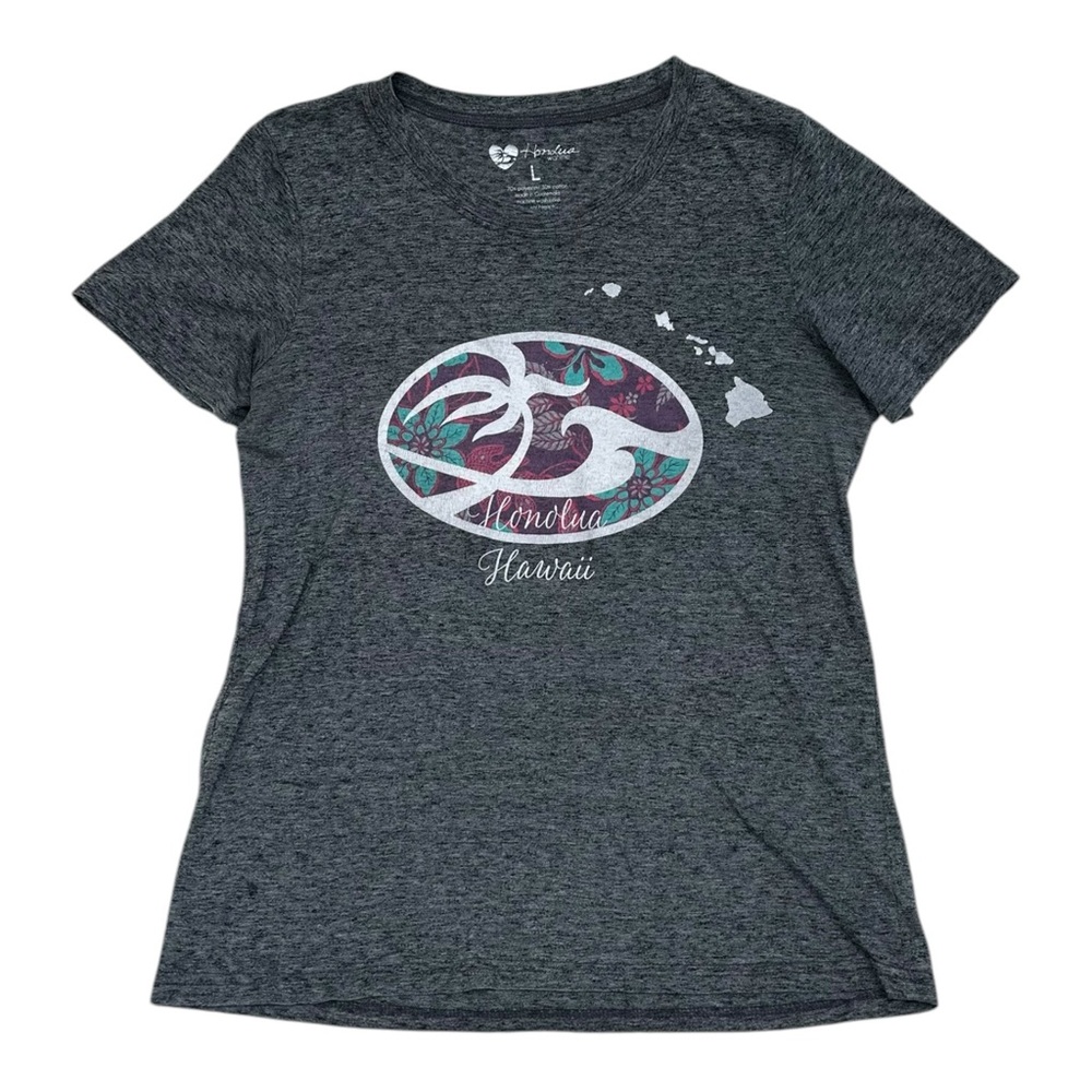 Honolua Wahine Hawaii Grey Graphic Tee - Size Large